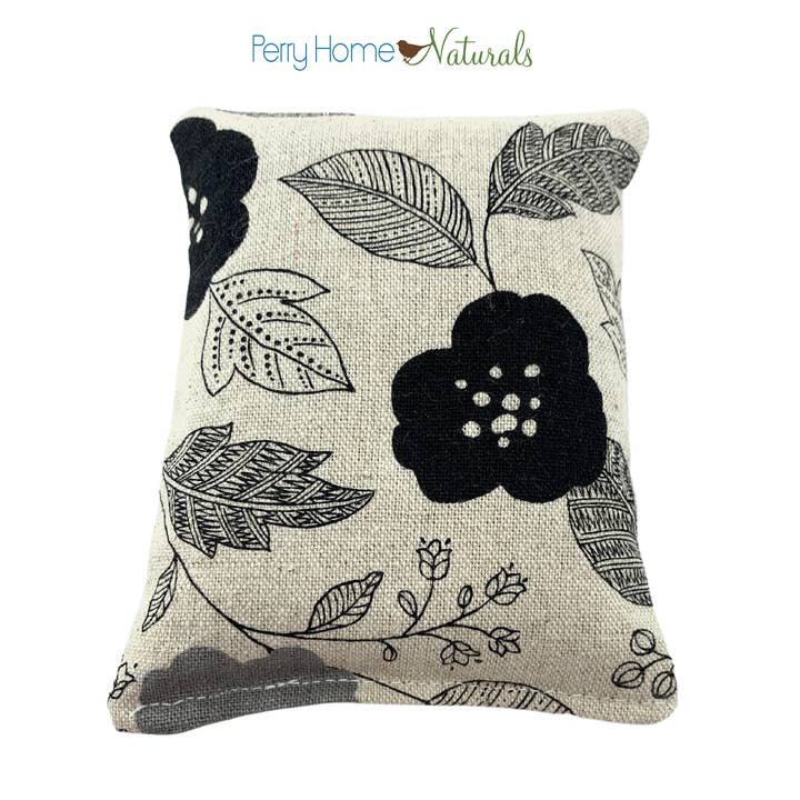 Maine Balsam Fir Pillow - Cotton + Flax Black & White Print for wholesale by Perry Home Naturals