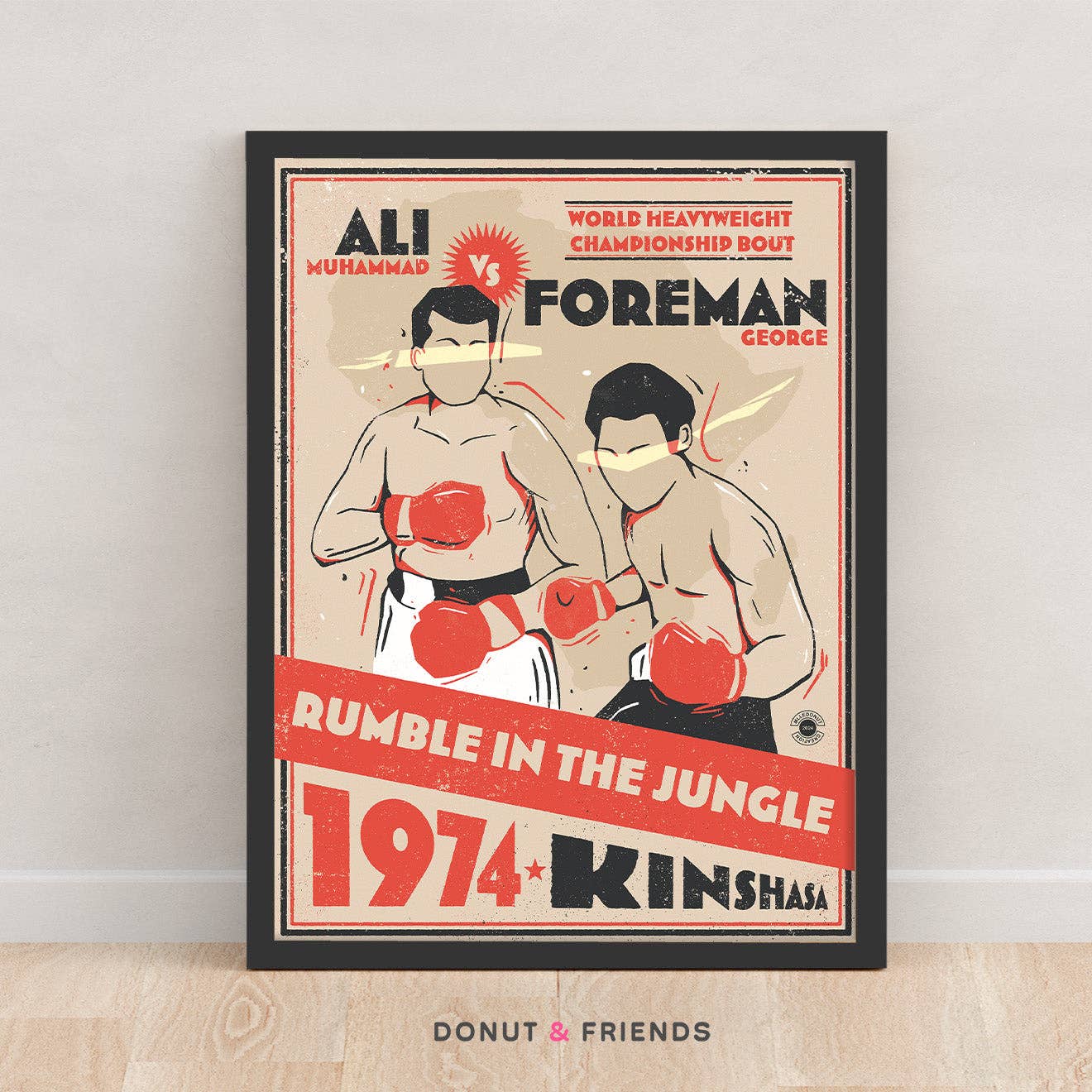 Donut and Friends - Vendita all'ingrosso Stampa artistica - Poster di boxe - Rumble in the Jungle - 19741