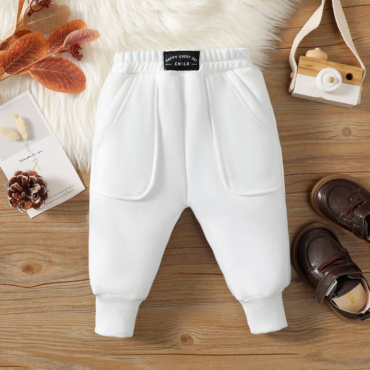 PatPat - Wholesale Trousers – Baby - Baby Boy/Girl Solid Fleece-lining Casual Pants17