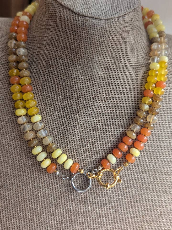 Herbstliche Rondelle-Perlenkette (Silber und Gold erhältlich) für den Großhandel von JFOX Jewelry