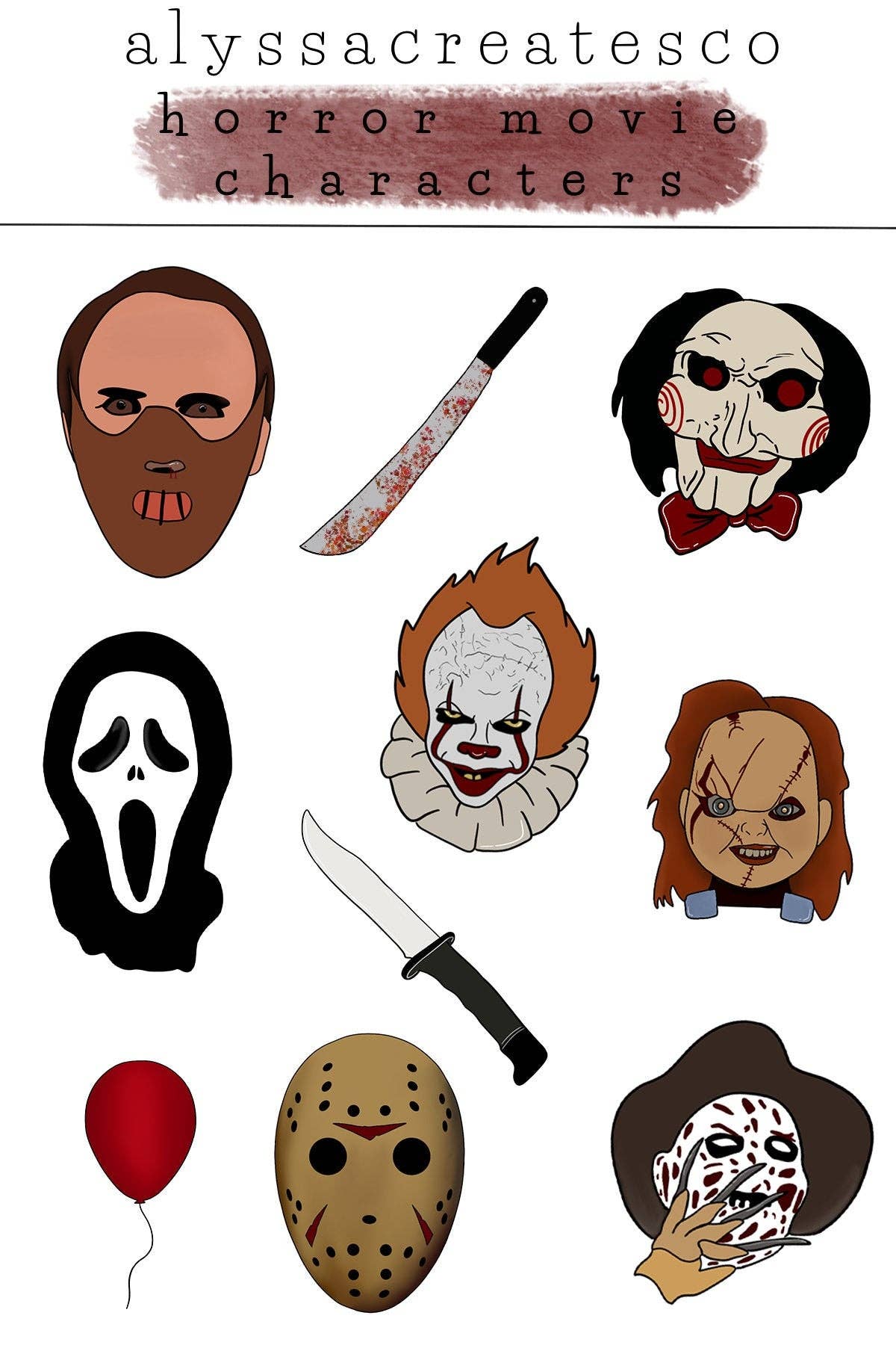 darkivyboutique - Wholesale Sticker - Horror Movie Sticker Sheet1