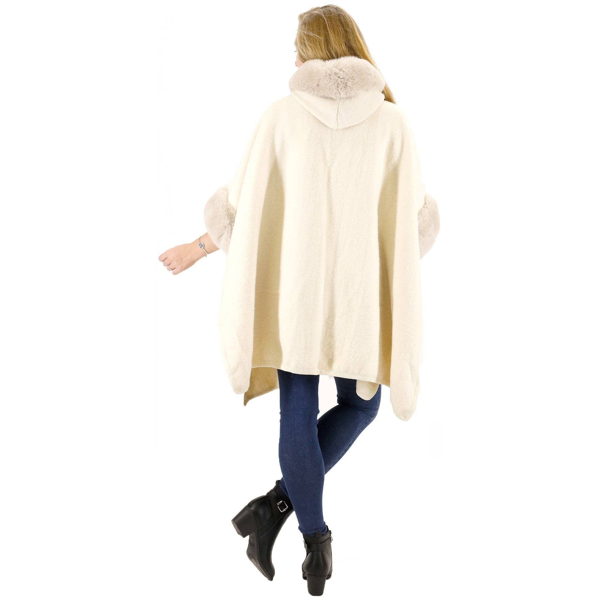 TAPA fashion - Wholesale Fur/Faux Fur Coat - Women's - Fur Hoodie Shawl P183 (3PC)34