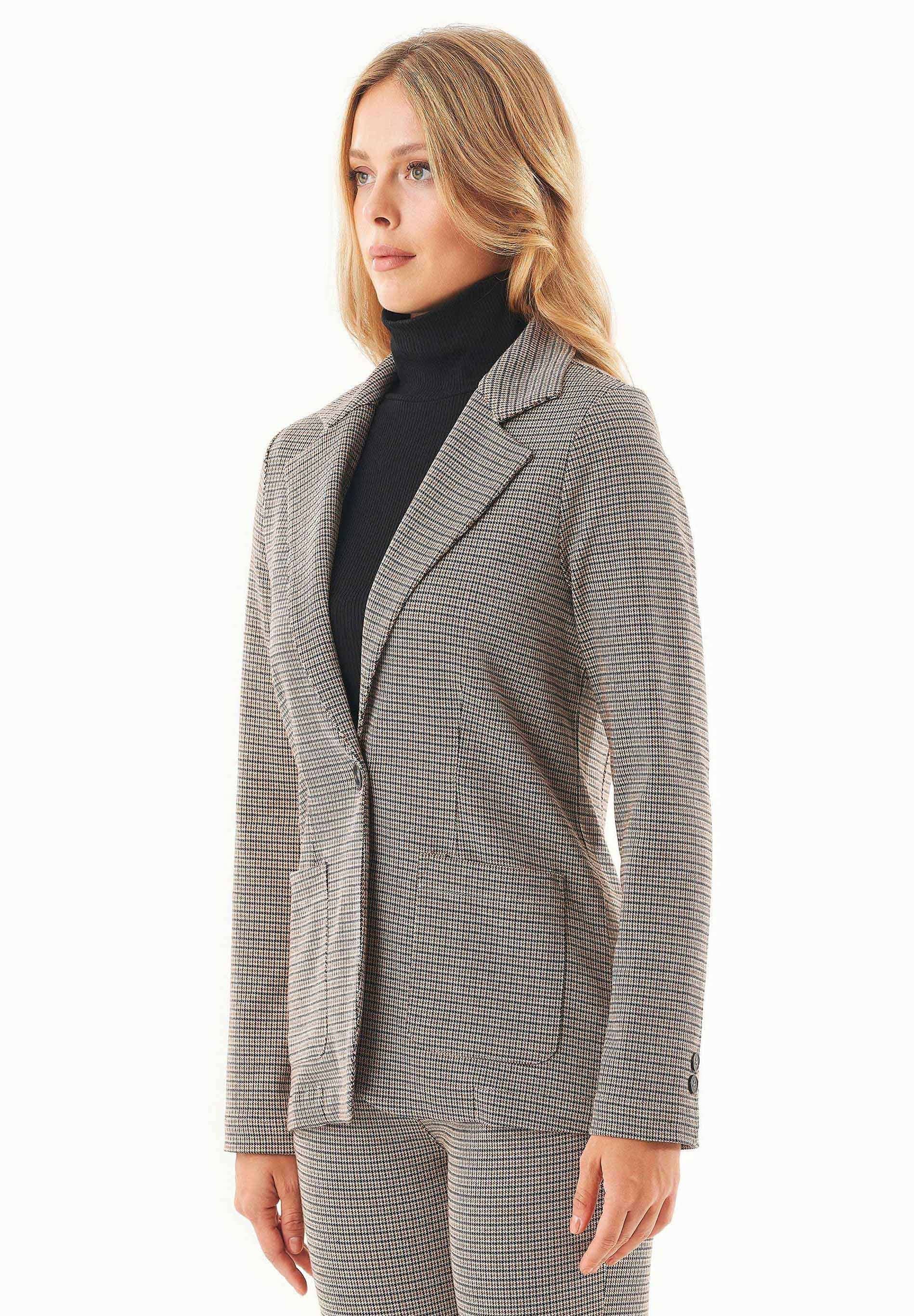 ORGANICATION - Wholesale Blazer - Women's - Blazer aus Bio-Baumwolle-Mix mit Hahnentrittmuster2