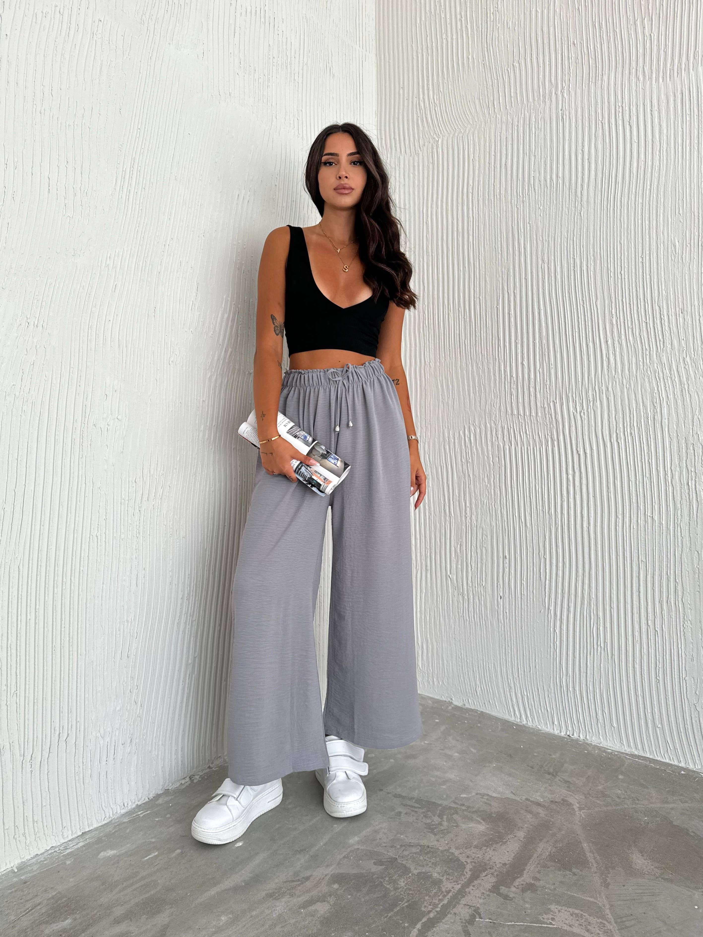 VAV NEW YORK - Wholesale Pants - Women's - Women's Solid Color Palazzo Pants Wide Leg Elastic6