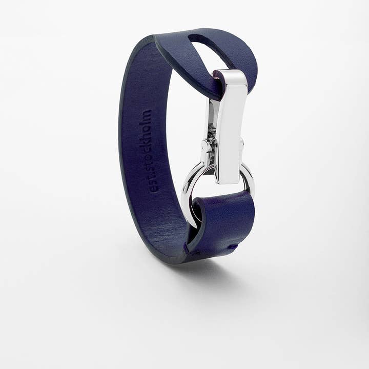 REMOVED BRAND - Wholesale Bangle Bracelet - Siv leather bracelet - Indalco blue (Silver)