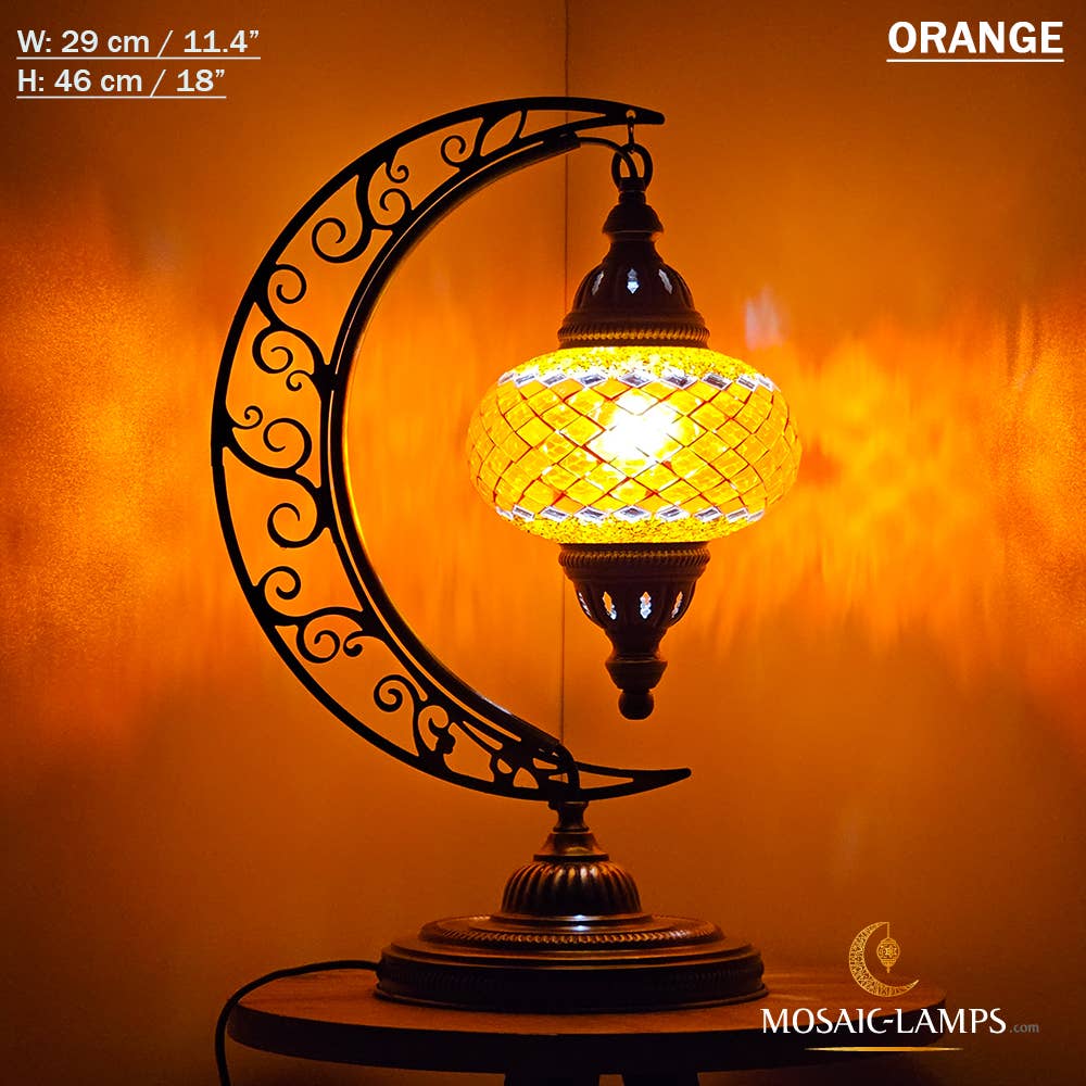 Mosaic Lamps - Wholesale Accent/Desk Lamp - 10+ Colors - Moroccan Moon Table Lamp, Arc, Murano Crescent51