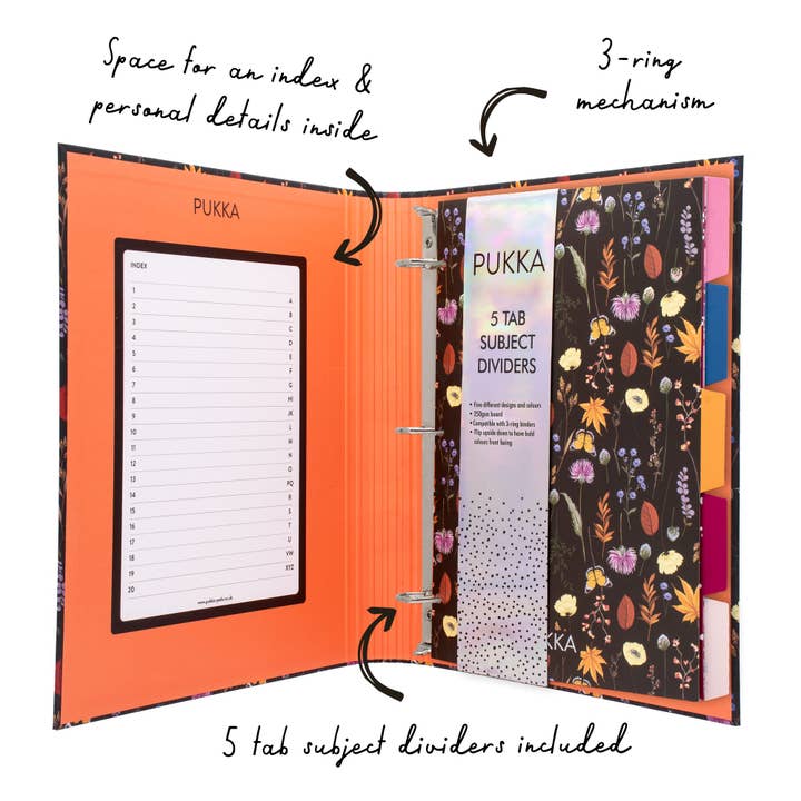 Pukka Pads North America - Venta al por mayor Archivadores - Pukka Bloom - Carpeta de 3 anillas precargada
