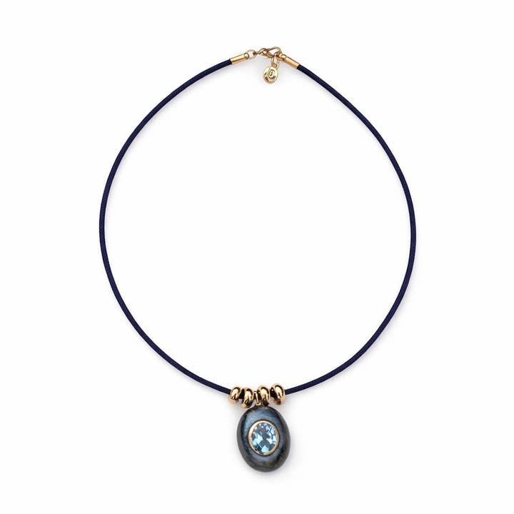 Collana Ovale con Corda in Labradorite e Topazio Blu per la vendita all'ingrosso da parte di LB Beadz