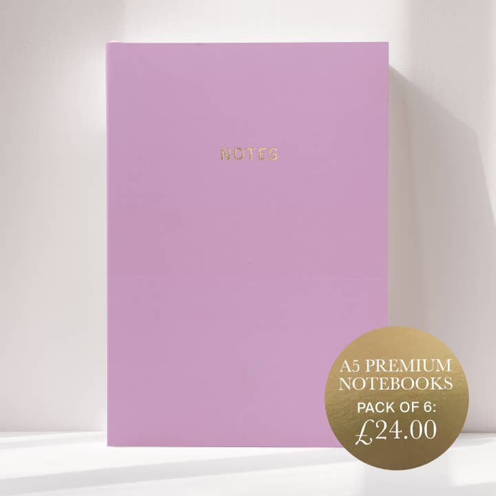 Lilac A5 Premium Lined Notebook for wholesale by The Personalised Stationery Company Ltd