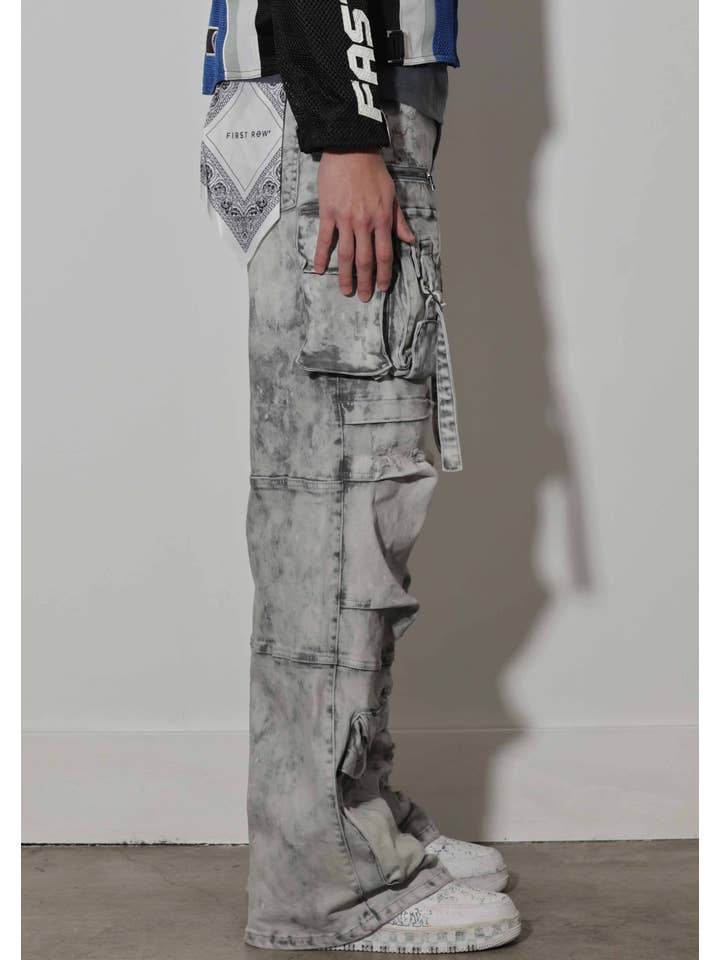 First Row – wholesale Jeans - Herr – Y2K vida cargobyxor i denim med utility-fickor6