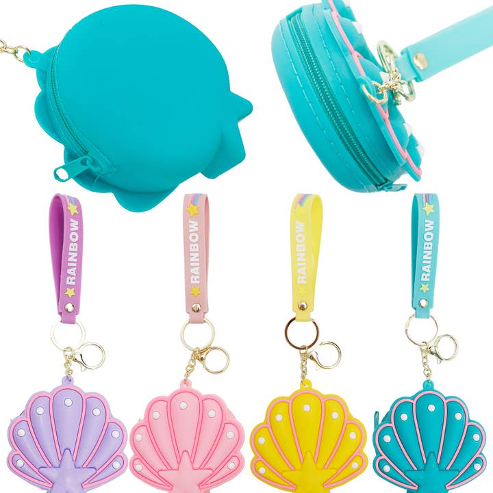 ASSORTED Seashell Marine Life Silicone Zippered Coin Bag for wholesale on Faire0