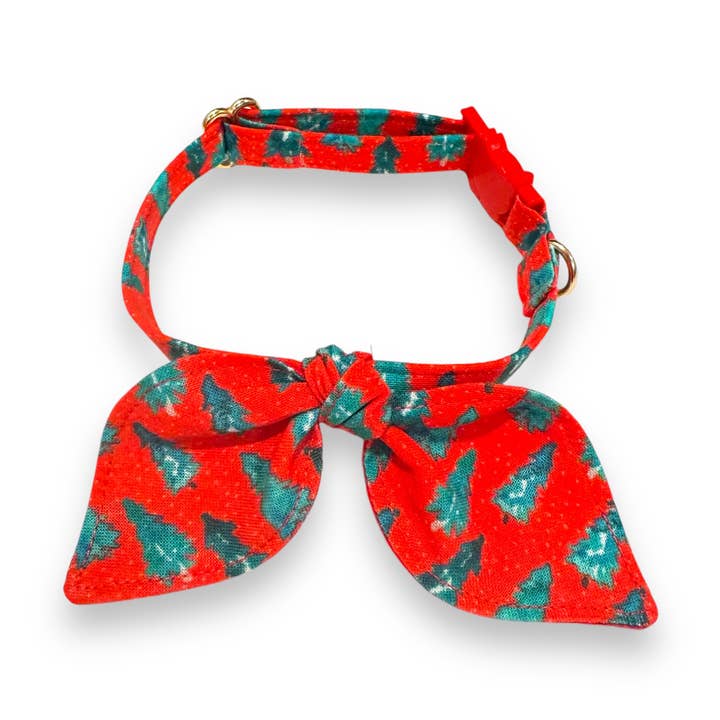 Collier de Noël pour chat avec oreilles de lapin et nœud - Arbres pour la vente par Whiskers Crafts