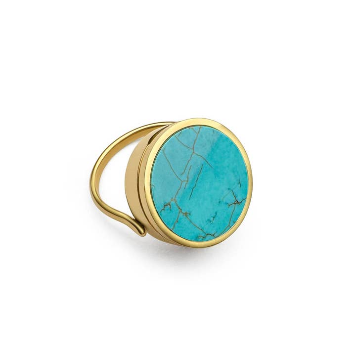 CMA Turquoise Lip Balm Ring in 14K Gold for wholesale by Get Balmy - USA