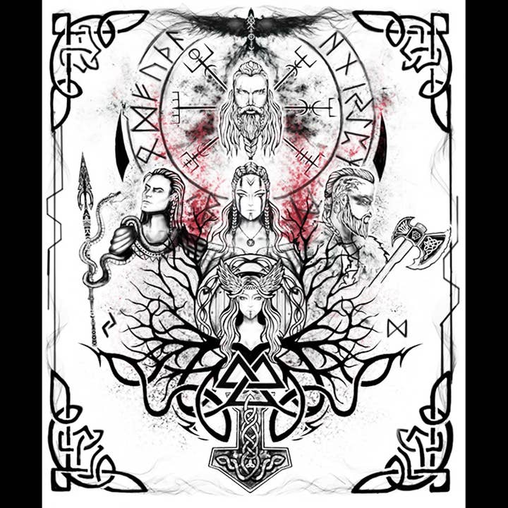 Kheops International – Großhandel Wandteppich/-tuch – Wandteppich aus Polyester — Wikingergötter (einzeln)