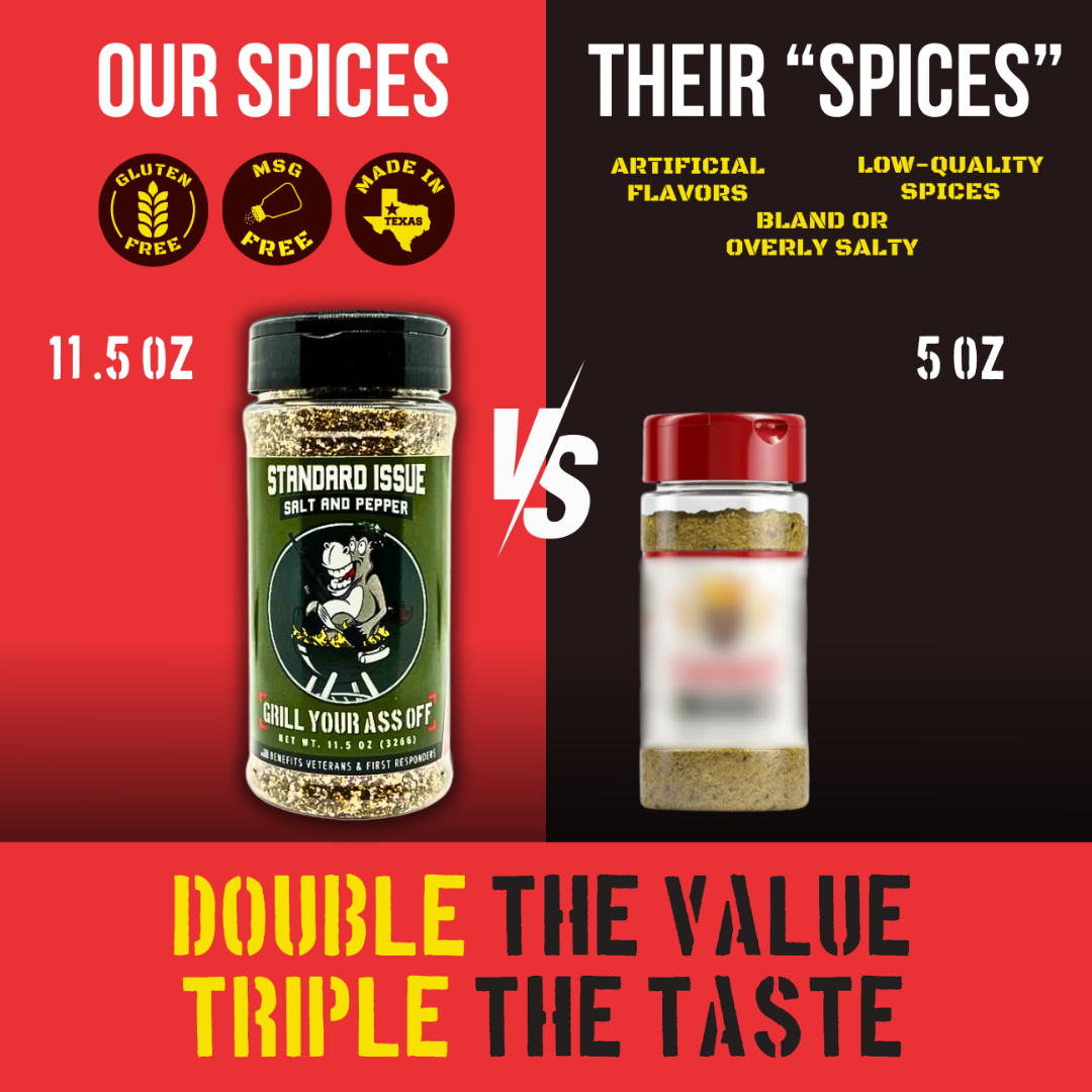 Grill Your Ass Off - Spices, Rubs, Seasonings, Sauces, Jerky - Wholesale Salt & Pepper Mix - Standard Issue Salt & Pepper Seasoning - Spice Blend, BBQ1