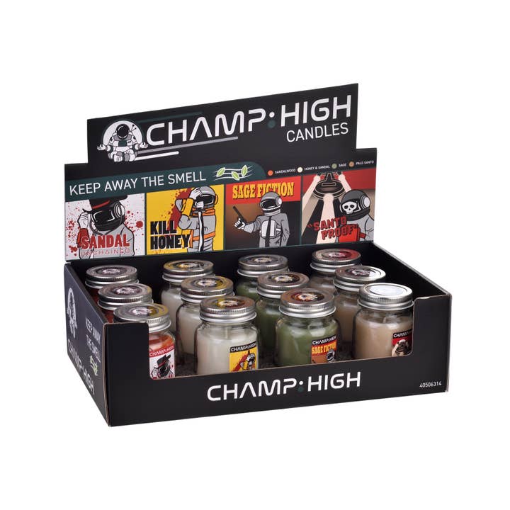 Champ by Polyflame – wholesale Retailer display – Home & Living – CHAMP HIGH DISPLAY 12 DEODORIZING CANDLES