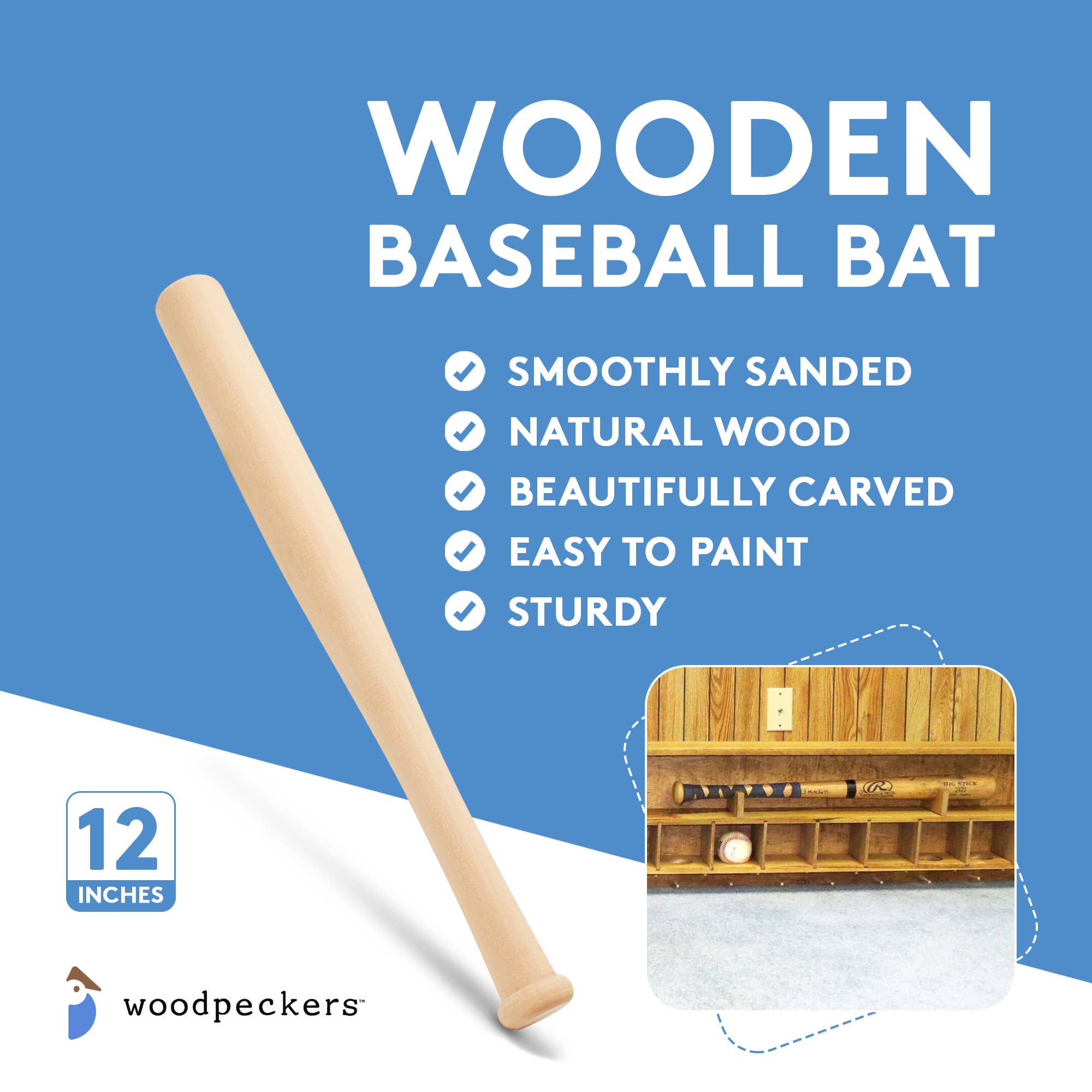 Woodpeckers Crafts - Wholesale DIY Craft Kit - Small Baseball Bat, 12"5