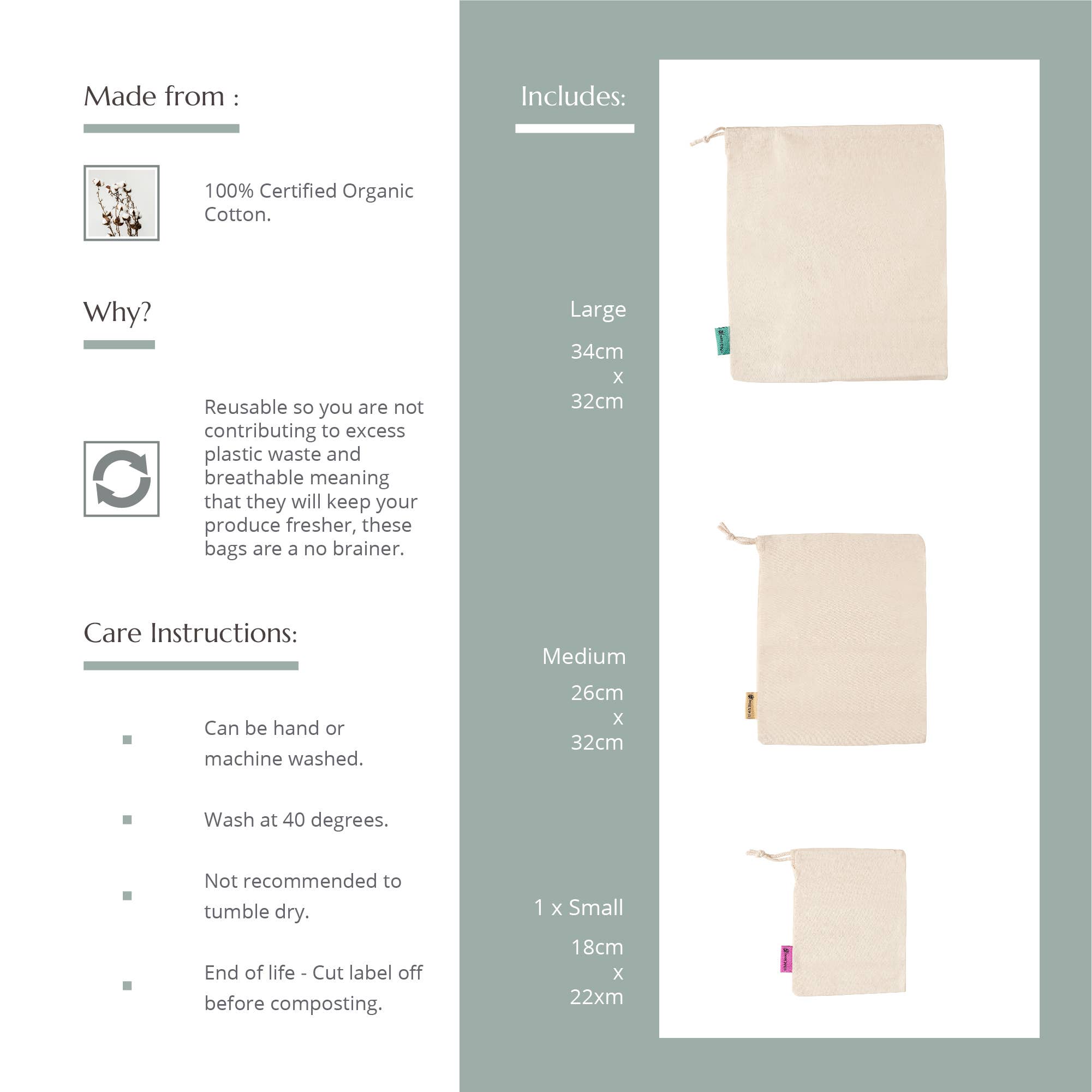 Wild and Stone – wholesale Livsmedels-/Shoppingväska – Återanvändbara påsar för frukt och grönt i ekologisk bomull1