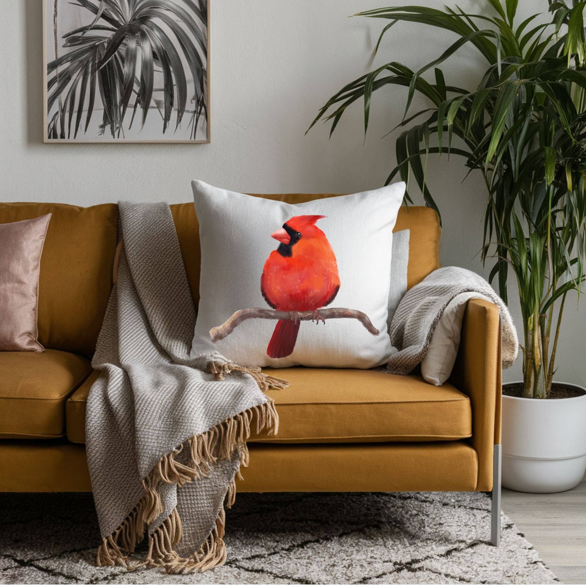 MerikaArt - Wholesale Throw/Decorative Pillow - Northern Male Cardinal Bird Pillow4