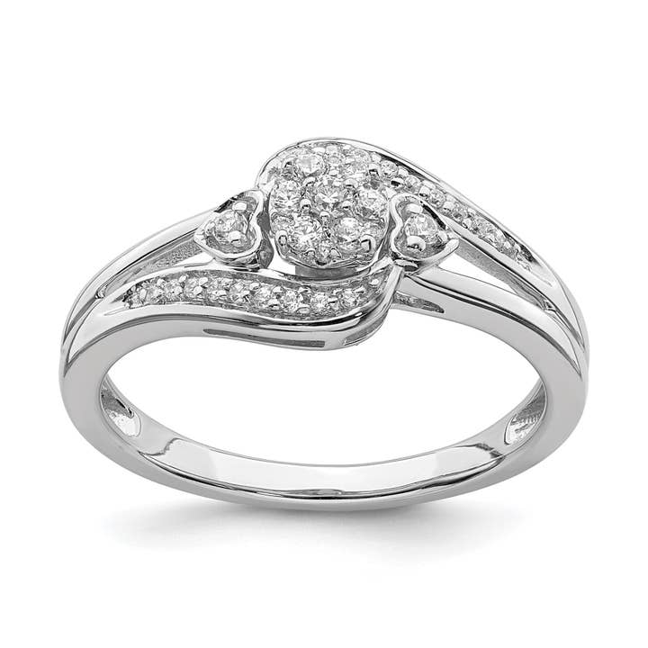 10K White Gold Lab Grown Diamond Cluster Engagement Ring 0.2 ct for wholesale by Fine Diamond