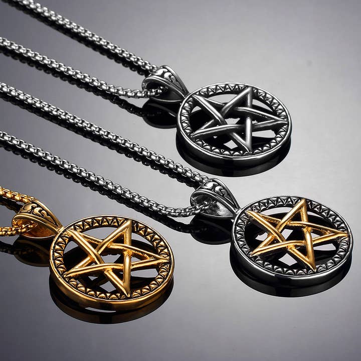 Gemcohub - Wholesale Pendant/Charm Necklace - Stainless Steel Pentagram Cast Pendant7