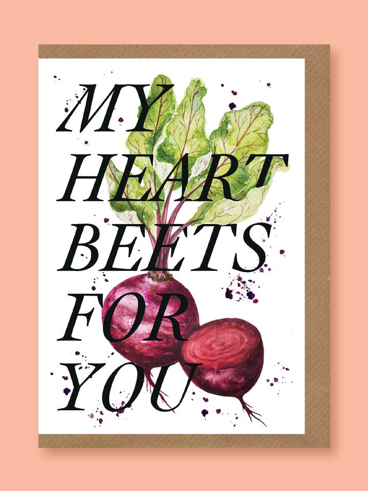 My Heart Beets For You card for wholesale by studio frewb