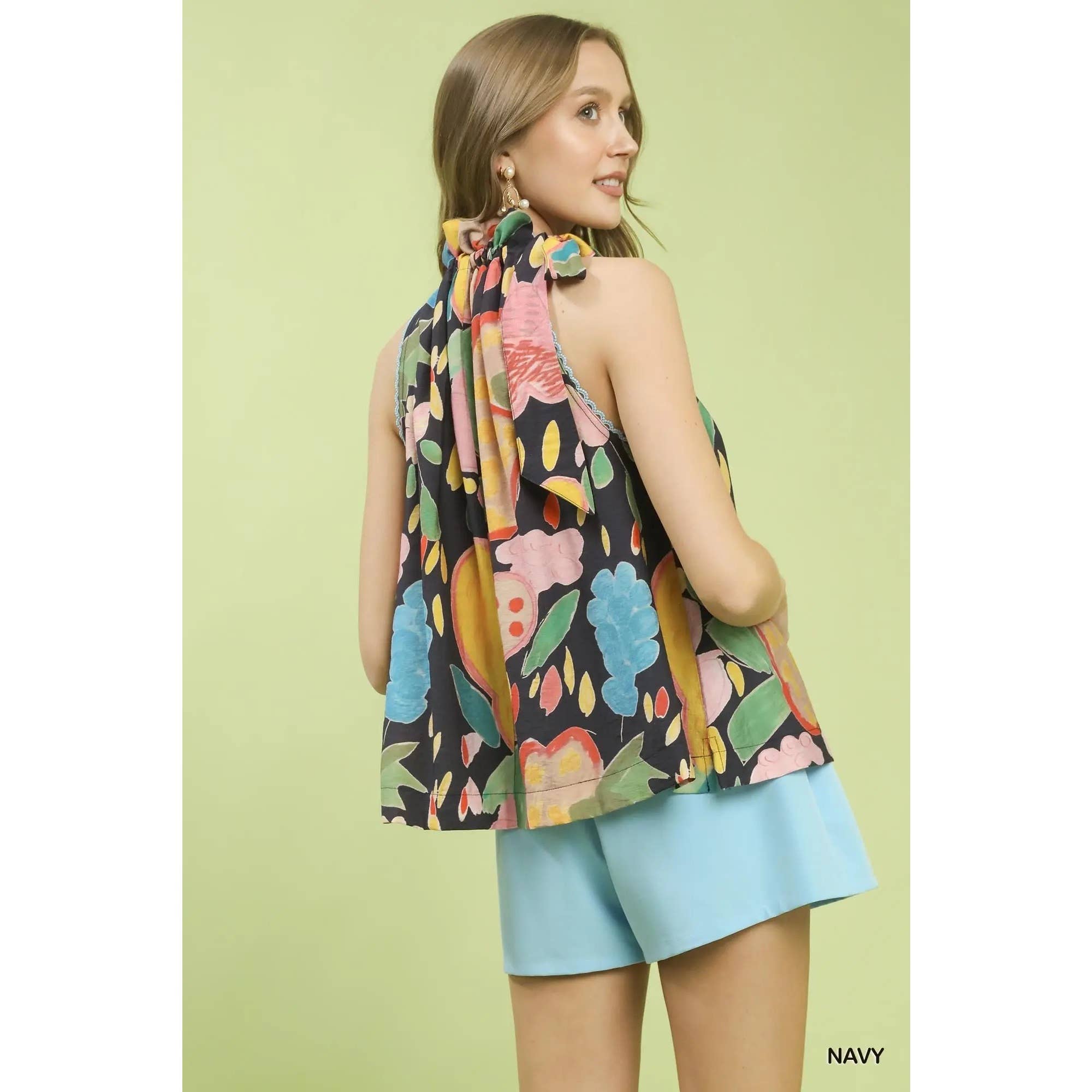 STYLE USA - Wholesale Tunic - Women's - NEW Multi-Color Floral Halter Neck Boho Top12