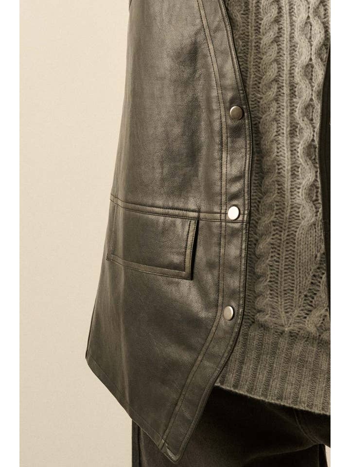 Promesa USA - Wholesale Outerwear Vest - Women's - Faux Leather Snap-Front Vest13
