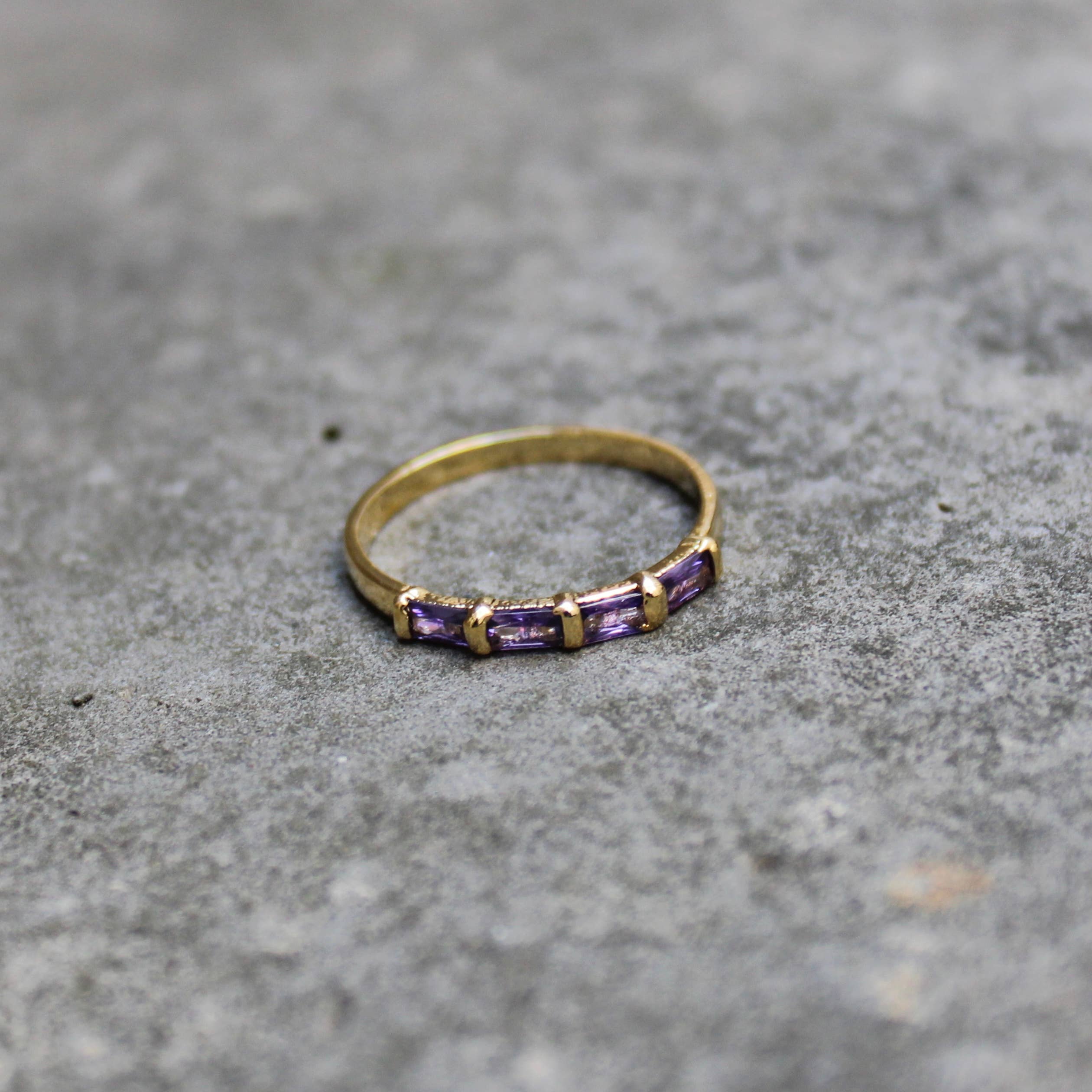 Bijoux 7bis - Vente Bague avec plusieurs pierres - Bague Alliance 4 Strass Griffes Rectangulaire Doré Or fin11