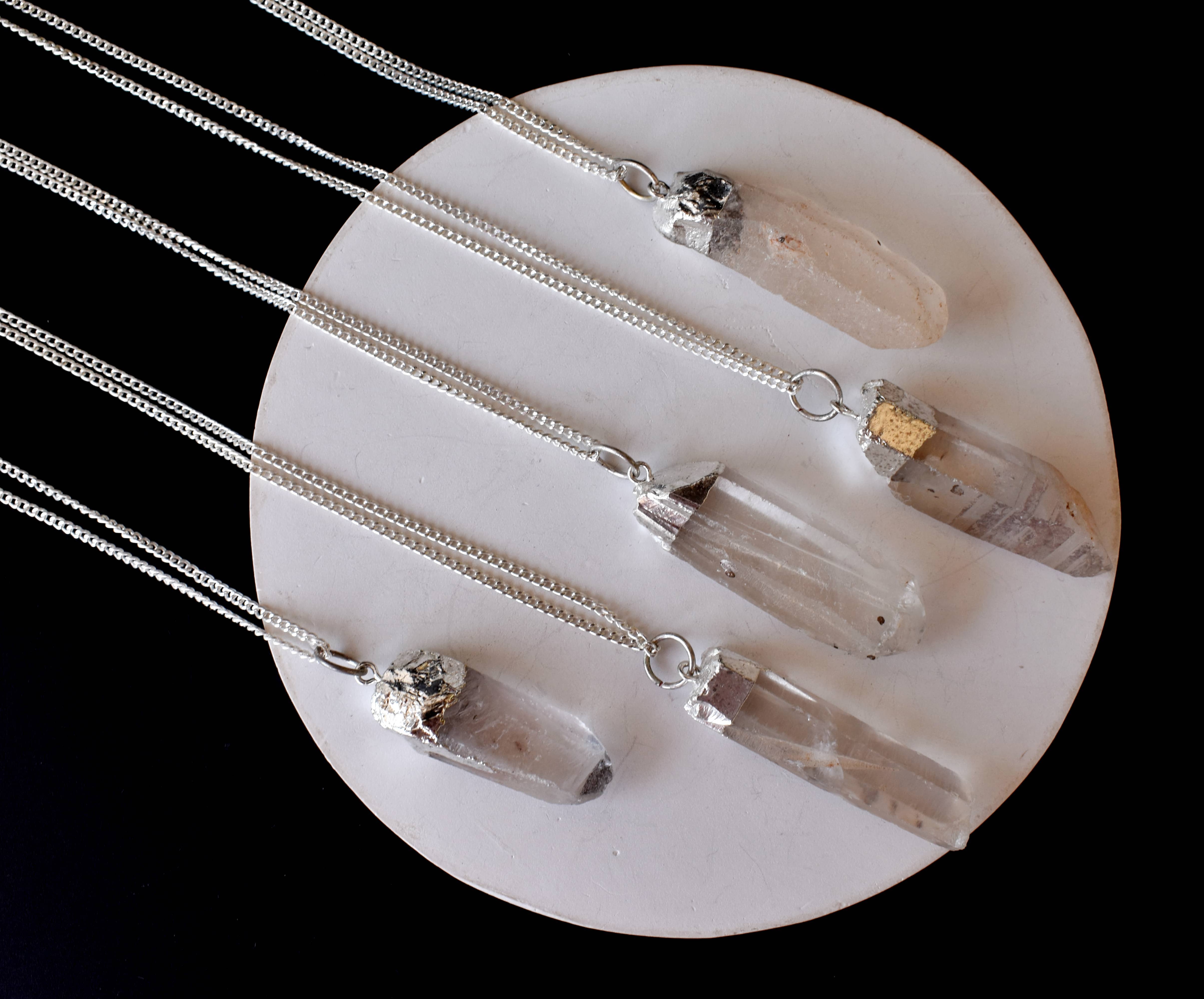 Soothing Crystals - Vendita all'ingrosso Collana con ciondolo/pendaglio - Ciondolo in Cristallo Grezzo | Quarzo Ialino | Argento Elettroplaccato6