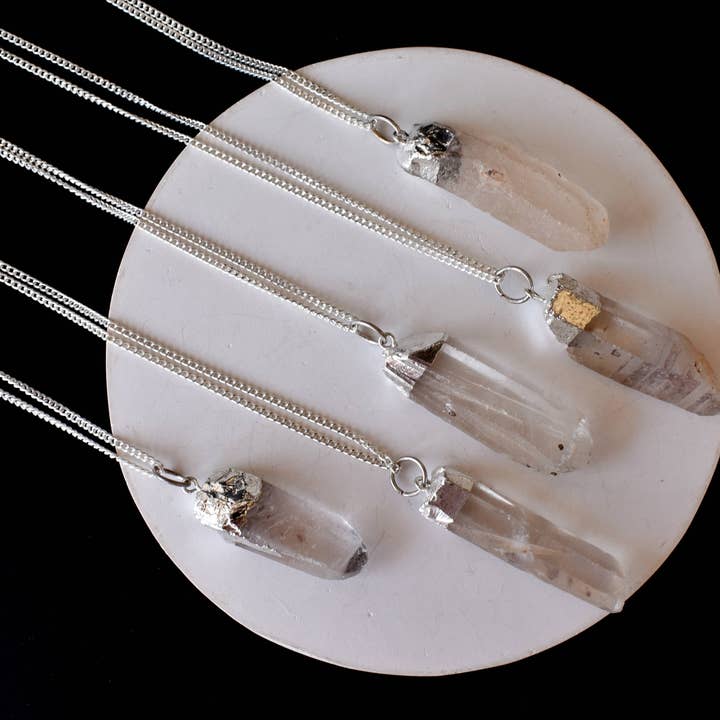Soothing Crystals - Wholesale Pendant/Charm Necklace - Rough Crystal Pendant | Clear Quartz | Electroplated Silver6