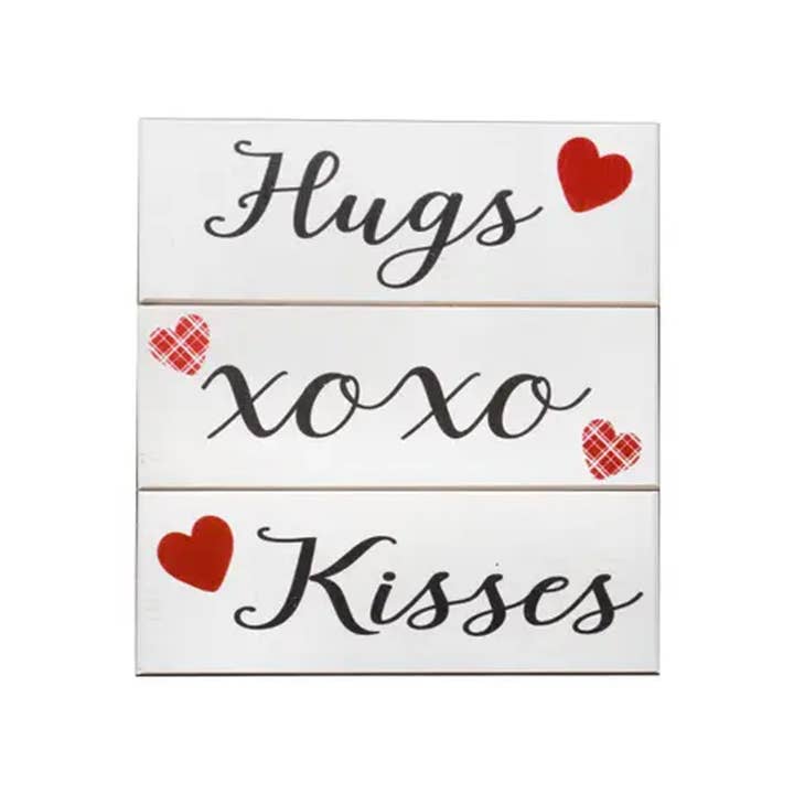 Hugs Kisses™ Valentines 3 Piece Wooden Block Set for wholesale by JennyGems