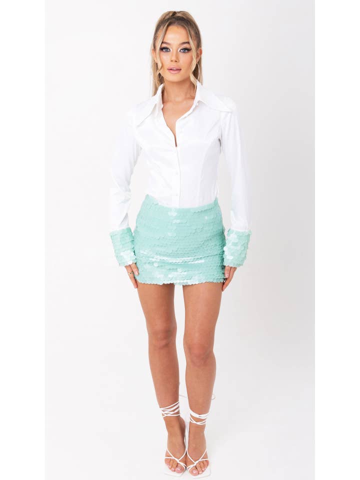 Storm Label - Wholesale Rok - Dames - Mintgroene rok met schijfjes2