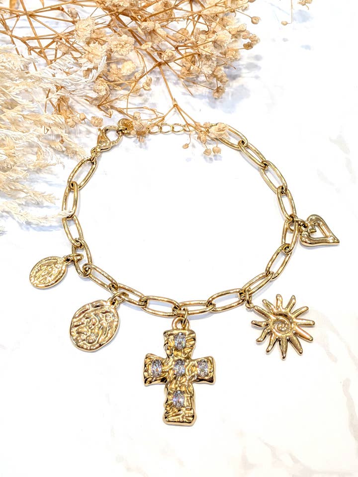 Roestvrijstalen kruisarmband, 46289BR voor wholesale door LOLO & YAYA