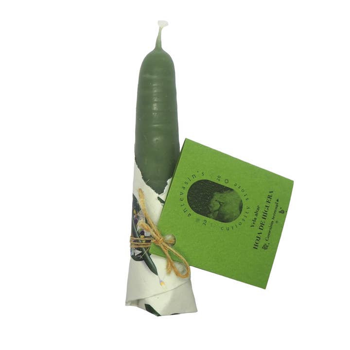 Antevasin´s Store – wholesale Marschaller – Mörkgrönt fikonblad ritualljus (grön magi) 40gr x 13cm