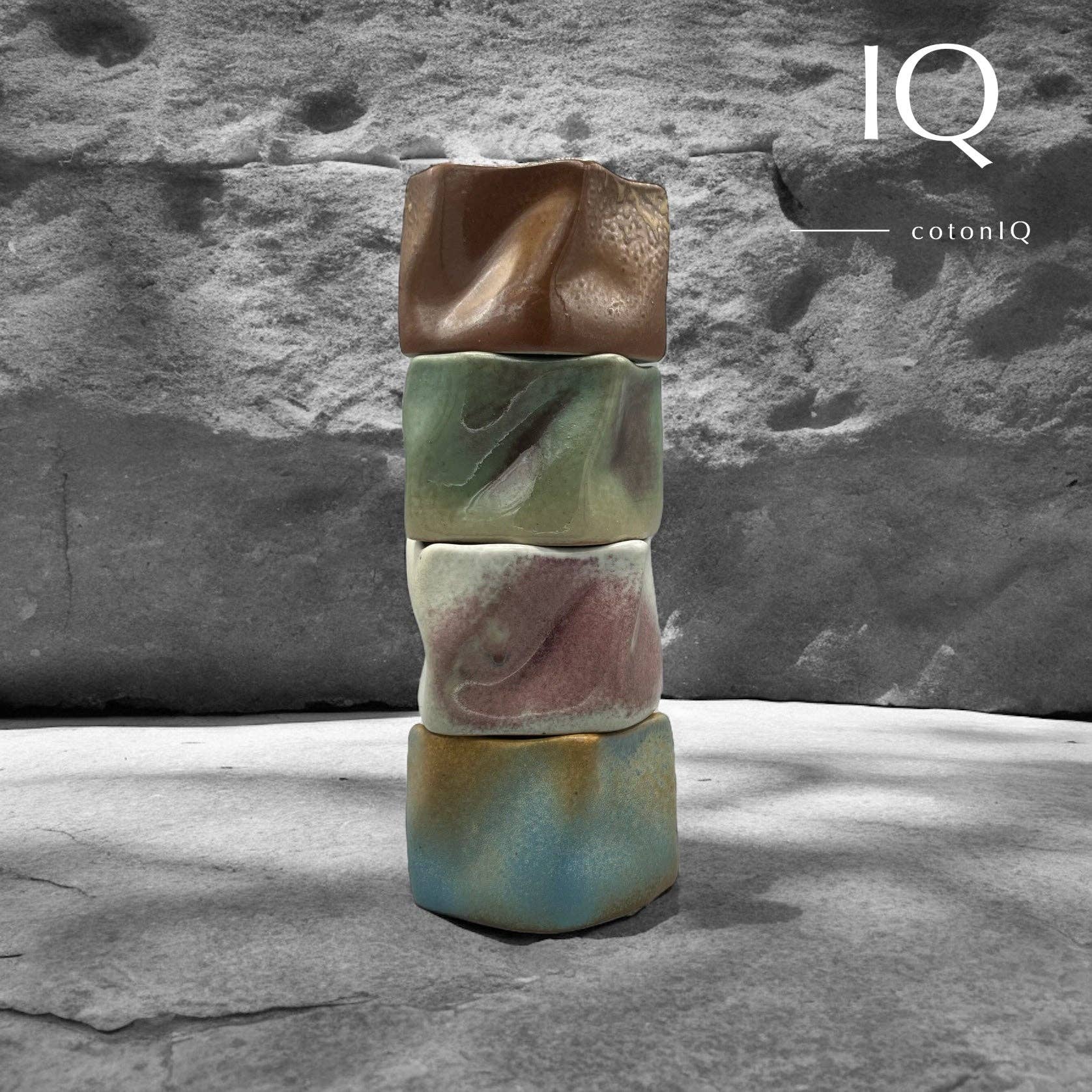 cotonIQ – Großhandel Kaffeebecher – Handgefertigte Keramiktasse – Rustikales Unikat – Blau- und Erdtöne –  230 ml2