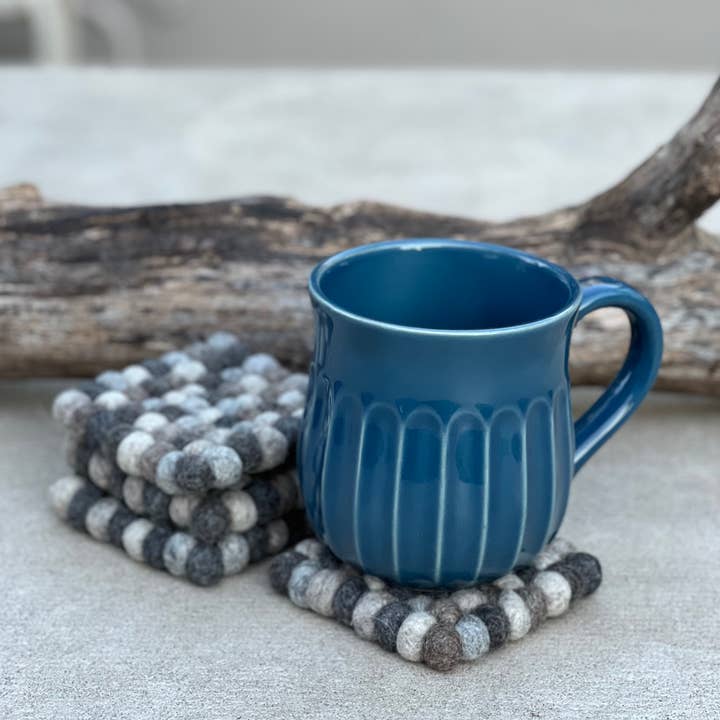 Lungta Imports - Wholesale Coasters - Fair Trade Natural Felt Ball Tea Coasters, Cup Mug Coasters