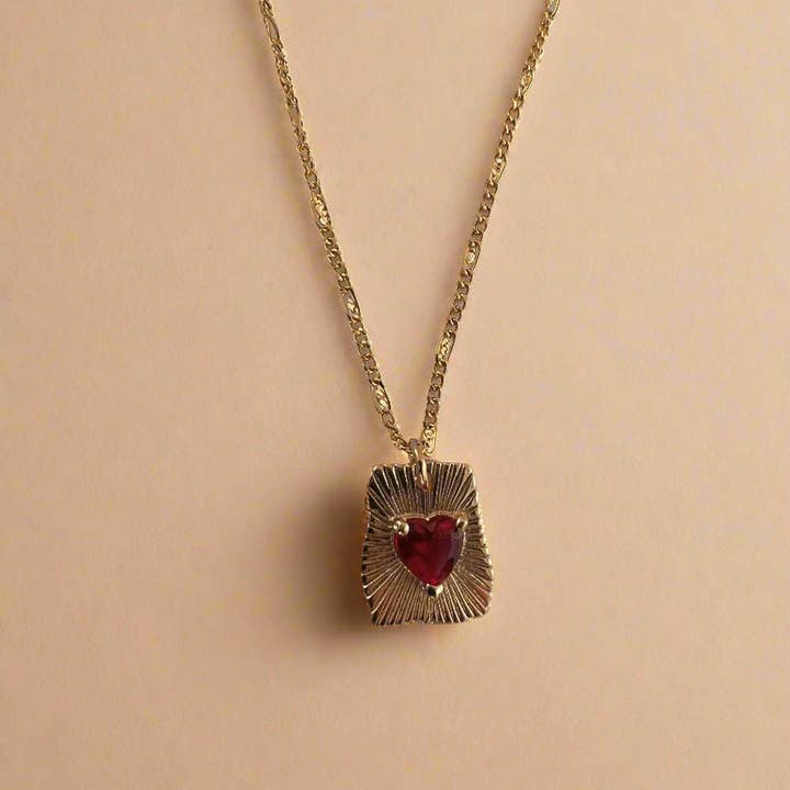 Gold Lunar - Wholesale Pendant/Charm Necklace - Radiant Heart Pendant Necklace