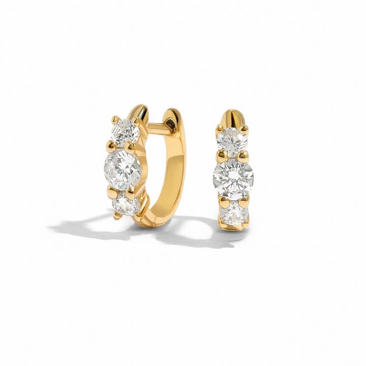 Sami Jewels - Vente Petits anneaux - Créoles Huggie à trois pierres