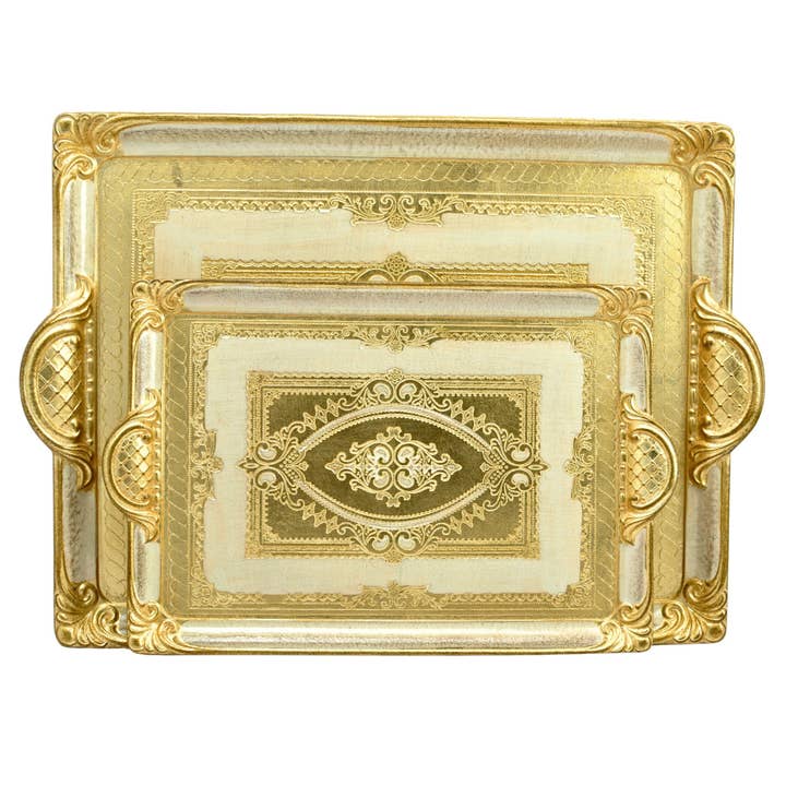 Via Graceffo - Wholesale Decorative tray - Florentine Carved Rectangle Tray with Handles, M or L, Made in Italy7