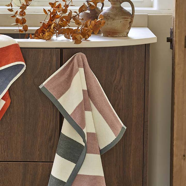 Coucke - Wholesale Tea Towel - Rivage Kaki/Rose - Two-tone terry square 50x50 in cotton1