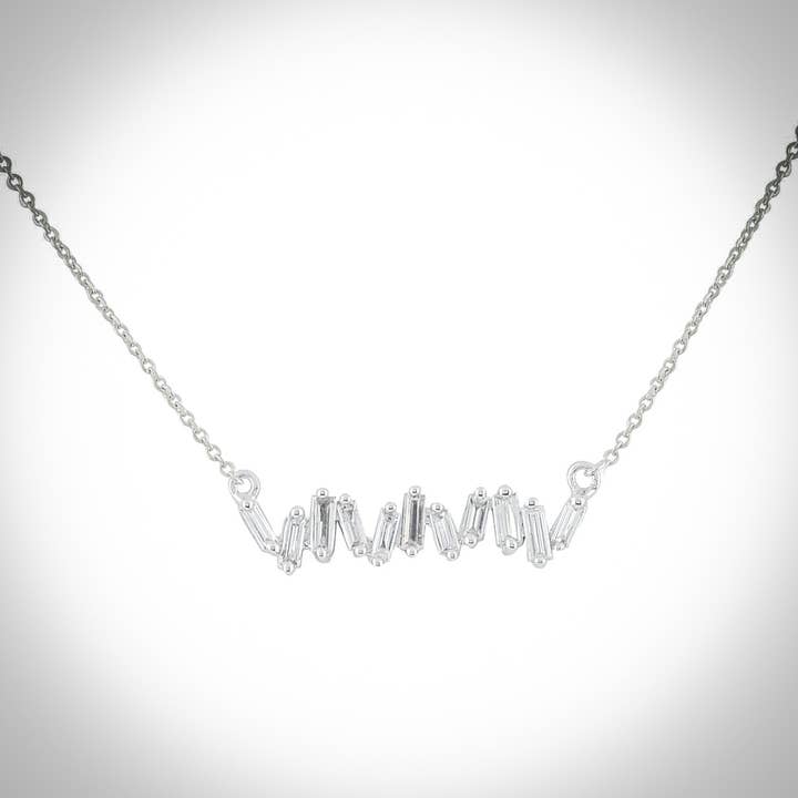 SHREE DIAMOND GEMS AND JEWELS - Wholesale Pendant/charm necklace - 14 K Solid Gold Stacked Diamond Baguette Bar Necklace/ Horizontal Bar Necklace/ Dainty Necklace / Valentine's Day Gift2