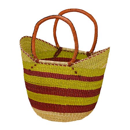 African Market Baskets - Wholesale Grocery/Shopping Bag - African Bolga Baskets : Shopping Tote w/ Flexible Rim(G-143)1