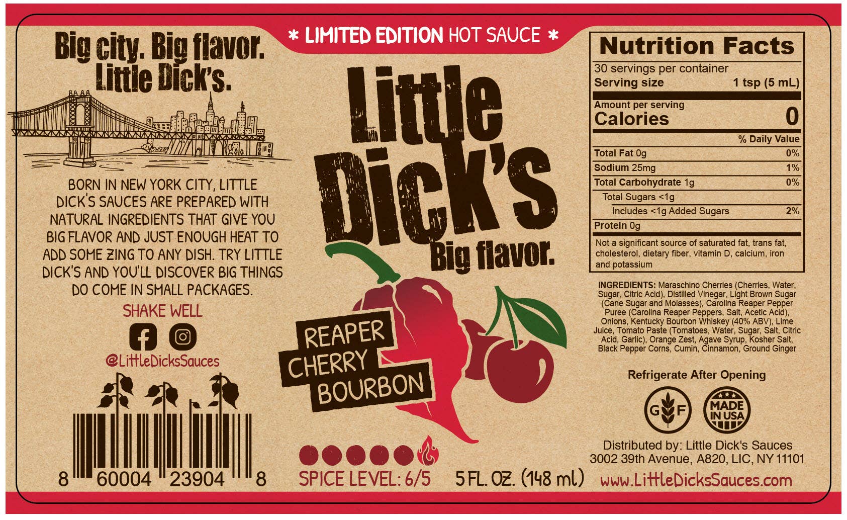 Little Dick's Sauces - Wholesale Hot Sauce - Little Dick's Reaper Cherry Bourbon Hot Sauce - Limited Ed.4