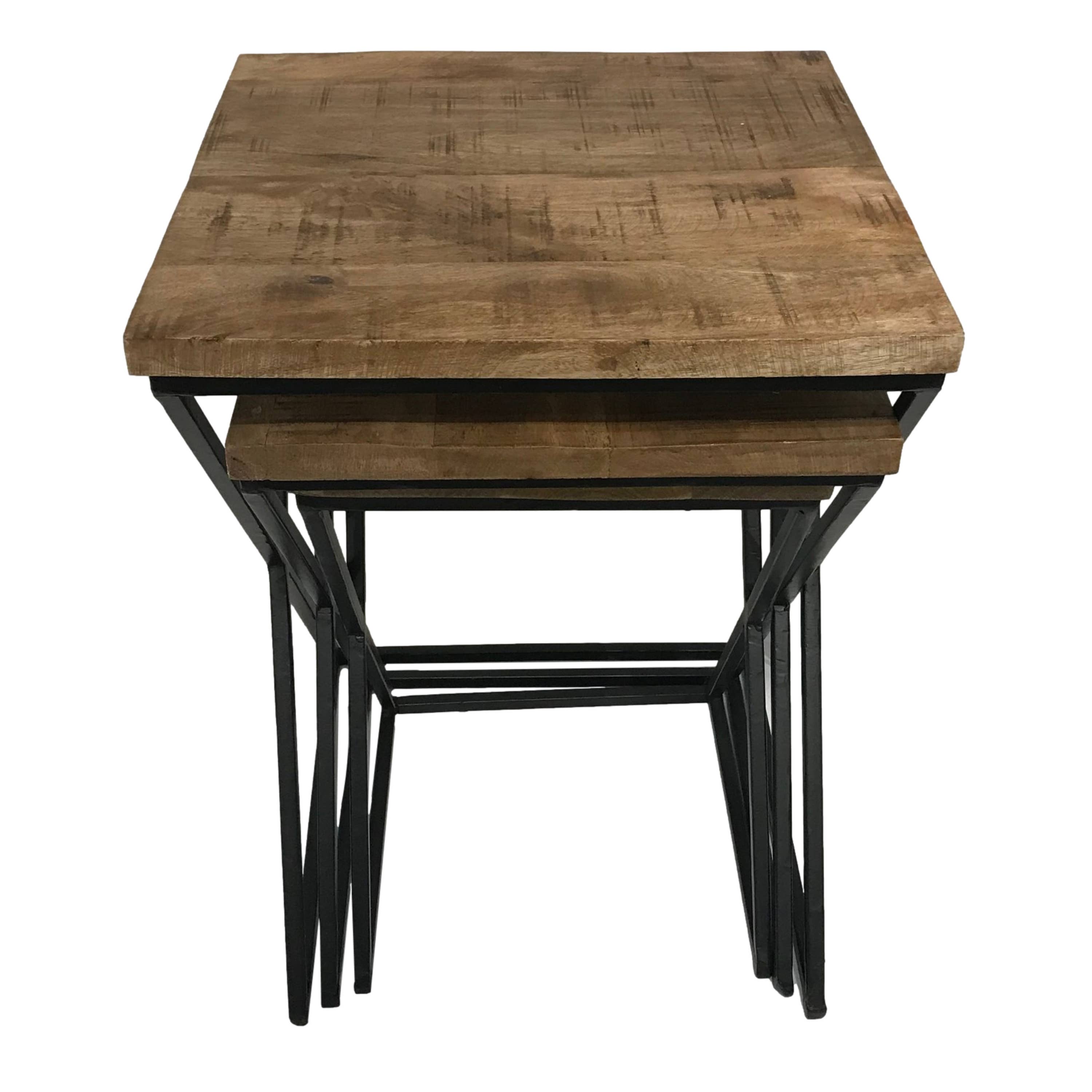 Wilco Home - Wholesale Side Table - Set of 3 "Upcycled" Mango Wood Nesting Display/Side Tables0