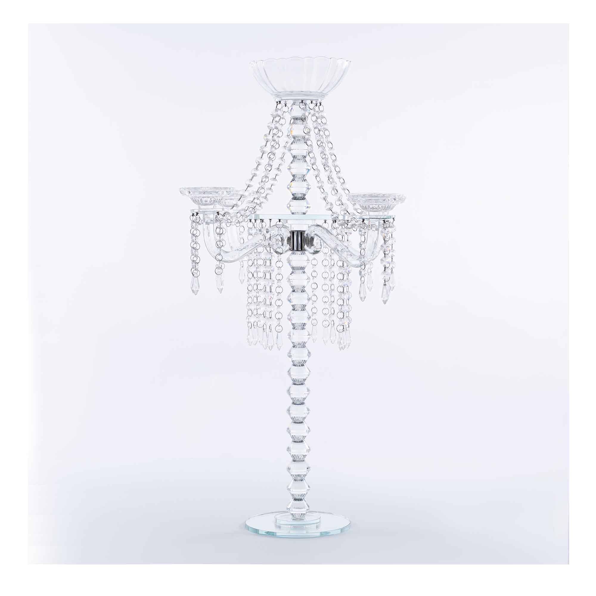 Portofino International Trading, USA - Vente Bougeoirs - Candélabre en perles de cristal avec grand bol à fleurs de 30,5 pouces1