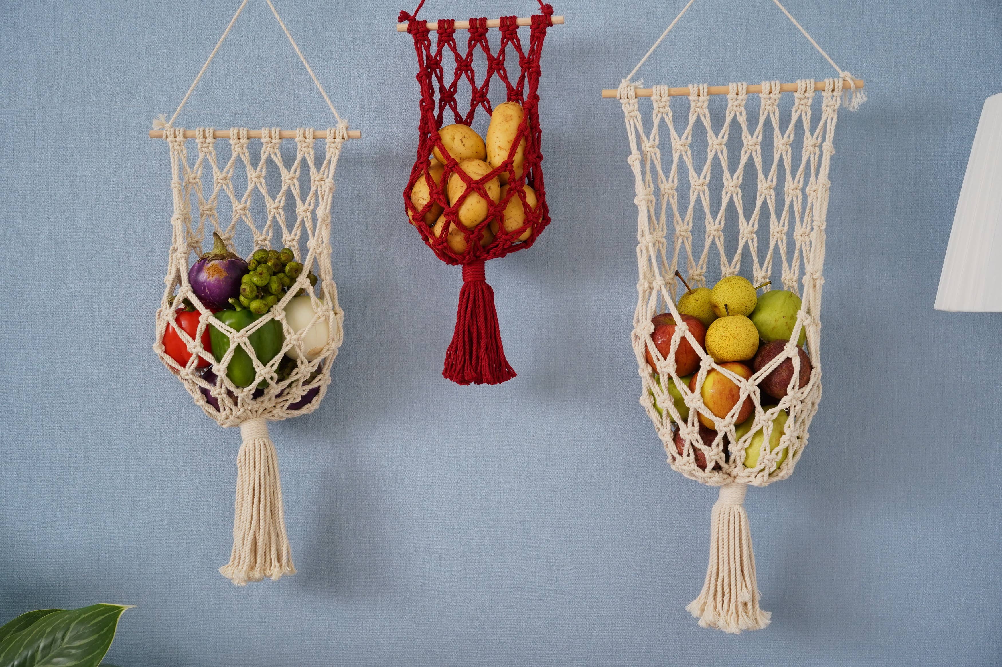 BeanDaikon – wholesale Kitchen storage/organiser – Macrame Fruit Hanger H078