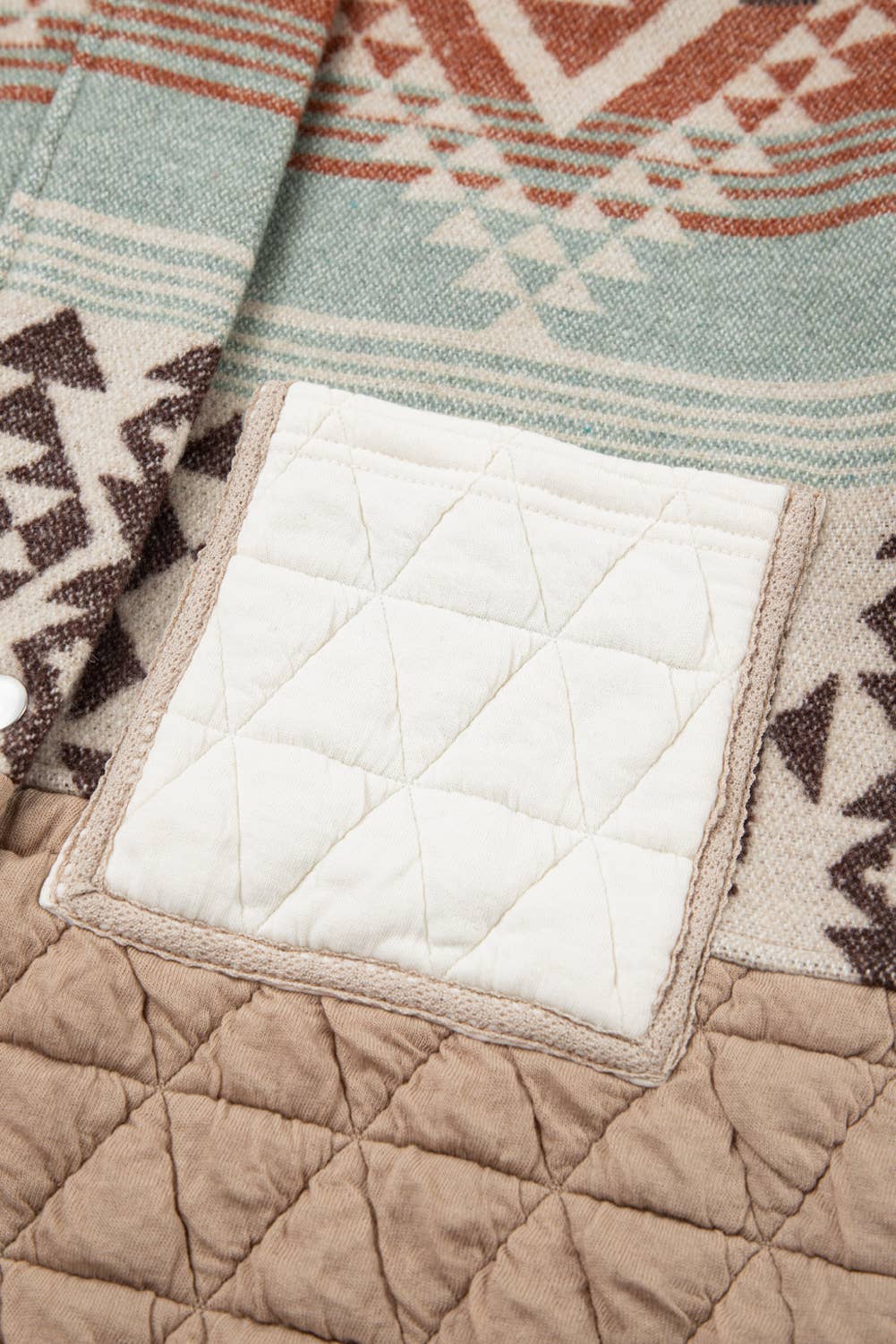 Beige Veste de mode western aztèque matelassée patchwork 66 (S-XL) en vente sur Faire5