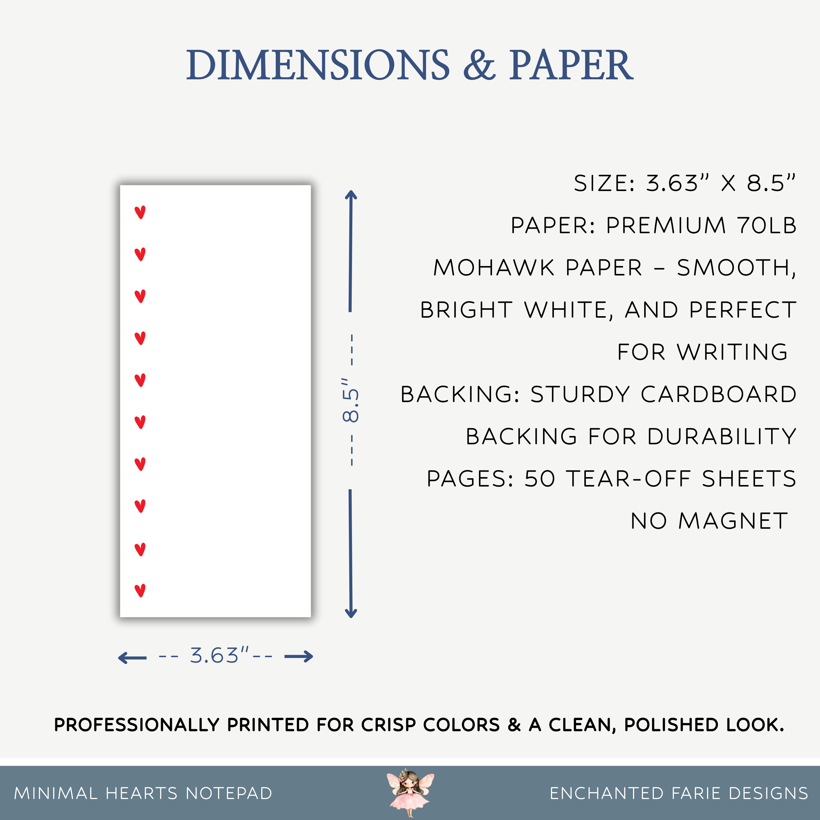 Enchanted Farie Designs - Wholesale Notepad - Minimal Hearts Notepad3