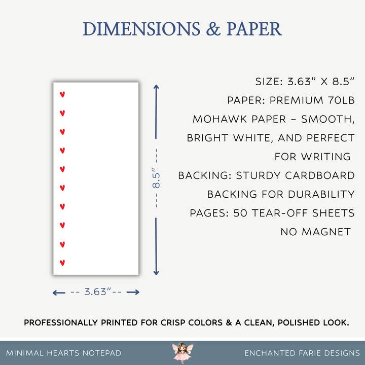 Enchanted Farie Designs - Wholesale Notepad - Minimal Hearts Notepad3